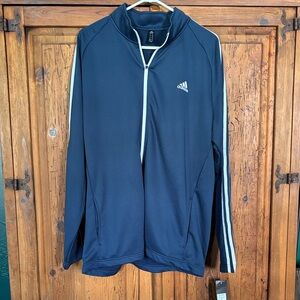 Adidas Dark Blue 3 Stripe Zip-Up Jacket